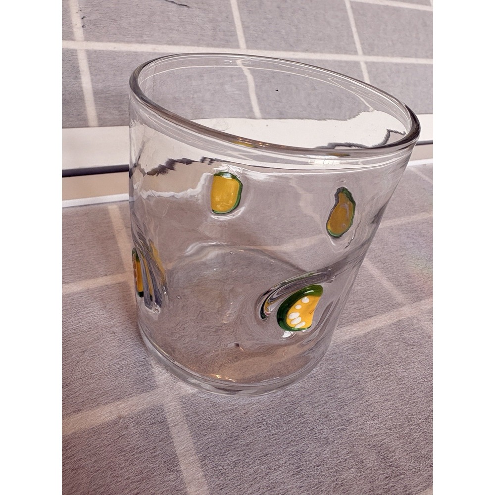 Anthropologie Icon Juice Glass Single Lemon Slice Handblown Tumbler Cup 14 oz